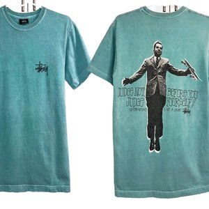RARE STÜSSY T Shirt • Judge Not • Stonewashed Skateboarding T • SMALL • Vintage